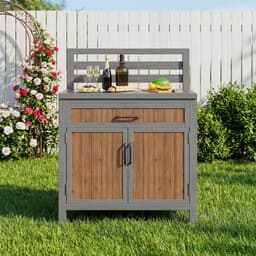 Tuinkast Buiten - Outdoor Keuken - Terras Grillen - Werkblad Met Lade - 80x54x119 cm - Houtkleur — thumbnail 2