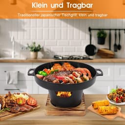 Draagbare Mini Grill - Tafel BBQ - Compact Grillen - Rookvrij Ontwerp - 844 Gram - Zwart — thumbnail 3