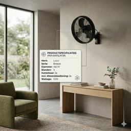 Lucci AIR BK Wandventilator 50 W (Ø) 410 mm Zwart Zwenkbaar — thumbnail 3