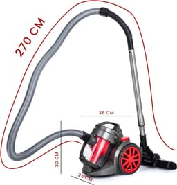 REN® Steelstofzuiger met snoer - Steelstofzuiger - Stofzuiger - Grijs/Rood - ‎35cm x 27cm x 41cm — thumbnail 5
