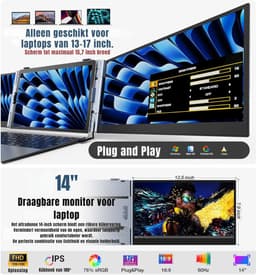 DYNA®Professionele Portable Monitor Pro 2024 - Full HD - 13” / 17.4” Tri-Screen - Laptop Scherm Uitbreider - Zilver- ‎35cm x 21cm x 3cm — thumbnail 4