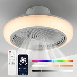 RGB Plafondventilator - Met Speaker - Dimbaar Met Afstandsbediening - 12 Kleuren - 50W - RGB Muziek Ventilator - Woonkamerlamp - Kroonluchter Ventilator — thumbnail 5