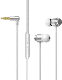 Bedrade oortjes - In Ear Oordopjes - Oortjes met Draad en Microfoon - Extra Bass - 3,5mm Jack Aansluiting - 120cm kabel - 3.5mm Bedrade Premium In-Ear Koptelefoon met Microfoon en Comfortabele Pasvorm - Wit — thumbnail 1