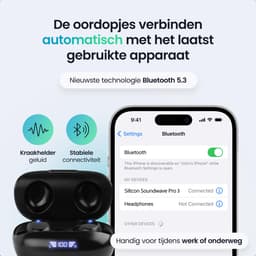 Siltcon® SoundWave Pro Sport - Volledig Draadloze Oordopjes – Oortjes Draadloos – Oordopjes – Oortjes - Bluetooth Oordopjes - Noise cancelling - Universeel - BT 5.3 - 48u op 1 lading - Blijven altijd zitten - Zwart — thumbnail 5