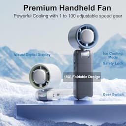 Draagbare Turbo Handventilator met Instelbare Snelheden - Koel en Oplaadbaar voor Buiten, Reizen en Camping — thumbnail 5