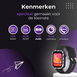 CosmoToys® Smartwatch Kinderen - 4G - GPS Horloge - Kinder Smartwatch - Tracker - Android - Kinderhorloge Jongen & Meisje - Videobellen - Camera - Zwart — thumbnail 3