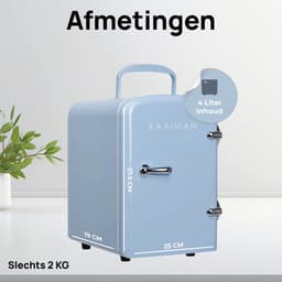 Kaaiman Mini Koelkast 4L – Mini Koelkast 12V & 220V – Cosmetische Koelkast – Warm & Koud Functie – Rechtsdraaiende Deur – Skincare Fridge – Blauw — thumbnail 2