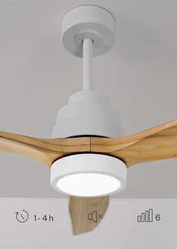 CREATE - Plafondventilator 40W silent 100% hout - Wit / Licht hout - Ø112cm - Met licht - Controller voor wandmontage + afstandsbediening - WIND STYLANCE NATURAL WOOD — thumbnail 3