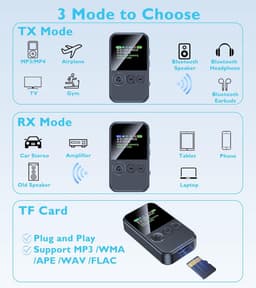 Bluetooth-zender voor tv naar 2 hoofdtelefoons, Bluetooth AUX-adapter voor handsfree bellen in de auto, 3,5 mm draadloze zender-ontvanger met LED-display voor vliegtuig/stereo/sportschool — thumbnail 5
