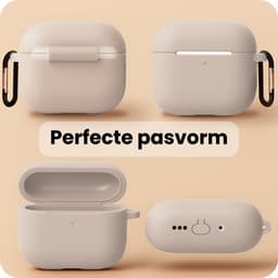 Hoesje Geschikt voor Apple Airpods Pro 3 - Siliconen Hoes met Clip - Silicone Case Cover - Zand — thumbnail 3