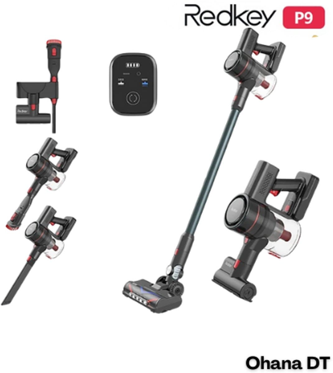 Redkey P9 - Draadloze Stofzuiger Zonder Zak - Snoerloze Stofzuiger - Steelstofzuiger - 8 Functies - 30000pA - Dubbele HEPA Filtratie — afbeelding 1