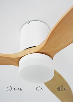 CREATE - Stille 40W plafondventilator met technische ABS bladen (Ø112cm) (ruimtes ≤10m²) - Wit/Licht houtlook - Met licht - WIFI + Afstandsbediening - WIND CALM — thumbnail 3