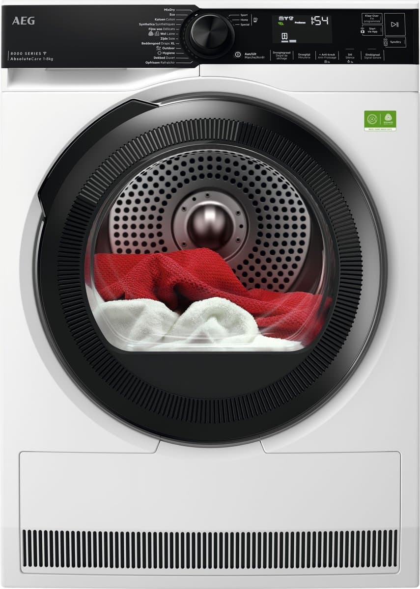 AEG TR88PA64C 8000 AbsoluteCare - Wasdroger - Warmtepompdroger - 8kg - NL/FR — afbeelding 1