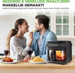 Nutrichef Airfryer 5,5 L – 8-in-1 Kookmodi, Transparante Kom, Nauwkeurige Temperatuur & Timer – Zwart — thumbnail 5