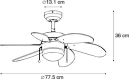 QAZQA Fresh 30 Plafondventilator met lamp - 1 lichts - 80cm - Grijs — thumbnail 2