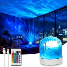 Northern Lights-sterrenhemelprojector, dimbare sfeerverlichting met 16 kleuren en instelbare helderheid, oplaadbare nachtlamp-projector met afstandsbediening, sfeerverlichting voor slaapkamer, plafond, feestjes, gaming en babykamers [Energieklasse G] — thumbnail 1