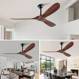 DESMIU Plafondventilator – 152 Cm – Stil En Omkeerbaar – Hout En Metaal – Zwart En Donker Walnoot – Zonder Verlichting Met Afstandsbediening — thumbnail 4