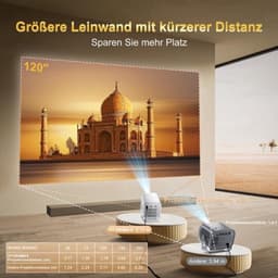 Beamer Draagbaar 300 ANSI Lumen Wi-Fi 6 - 1080P 4K Ondersteuning DLP - Wit - Thuisbioscoop Mini Projector — thumbnail 3