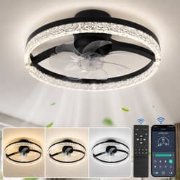 Rosnek Ventilatorlamp Plafond - Moderne Plafondventilator met Verlichting - Smart App Control & Remote Control - Ultra Stil - Omkeerbare Motor Zomer en Winterstand - Dimbaar - 6 Snelheden - Ø 45 cm — thumbnail 1