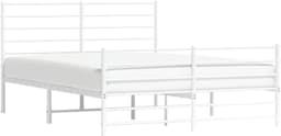 Bedframe met hoofd- en voeteneinde, metaal, wit, 120 x 200 cm, hotelbedframe, bedframe voor woonkamer, slaapkamer, geschikt voor slaapkamer — thumbnail 5