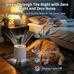 Luchtreiniger met 3-in-1 HEPA-filter, CADR 100 m³/h voor maximaal 15 ㎡, 5 standen incl. auto en slaapmodus, 24 dB stil, type-c USB, timer, kinderbeveiliging, voor mensen met allergieën en huisdieren - wit — thumbnail 4