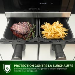 Heteluchtfriteuse, digitale dubbele mand, 2400 W, 9 l, van roestvrij staal, gezond en snel koken, ideaal voor je familiemaaltijden, 9 l, zilver — thumbnail 4