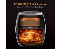 Heteluchtfriteuse - 1800 W - 8L Capaciteit - Digitale Aanraakbediening - Zichtbaar Venster