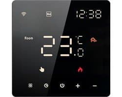Wi-Fi kamerthermostaat – Tuya Smart elektrische verwarmingsfolie - Slimme thermostaat - Digitale LED-controller – Vloerverwarmingsthermostaat - Touchscreenbediening – Smart Living - 16A - Zwart