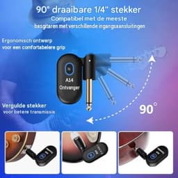 carmdering - Draadloos Gitaarsysteem 2,4 GHz – Zender en Ontvanger voor Elektrische Gitaar en Basgitaar, Draadloos Muziekinstrument Systeem, Lage Latency <4 ms, 30 m Bereik — thumbnail 4