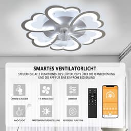 Plafondventilator met Lamp - Verlichte Ventilator - Kamers Koelen Verlichten - Stille Motor APP Bediening - 68 cm Diameter - Wit — thumbnail 4