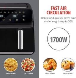 Dubbele Heteluchtfriteuse - Airfryer Duo - Gezond Koken - Sync Finish Functie - 8 Liter Capaciteit - Zwart — thumbnail 3