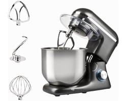 NIVA® Deegmachine - Mixer met Kneedhaak - Kneedmachine - Grijs - 34cm x 25cm x 38cm