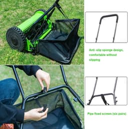 Gazonveger - Duwveger Grasvanger - Gazon Onderhouden - 5-Bladige Duwhaspel - 12 inch - Groen — thumbnail 4