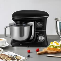 Keukenmachine - Handmixer - Thuis bakken - 6 snelheden - 6.2 liter kom - Zwart — thumbnail 2