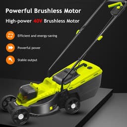 Elektrische grasmaaier - Snoerloze duwmaaier - Tuinonderhoud - Zelfrijdend met accu - 33 cm maaibreedte - Groen — thumbnail 2