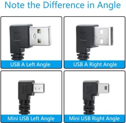 SnelShoppen - Short Mini USB Kabel 10 inch - 2.0A Plug Rechts Hoek - Voor GPS, Dashcam, Digitale Camera, Harde Schijf - 25 cm Antitangle Draad — thumbnail 2