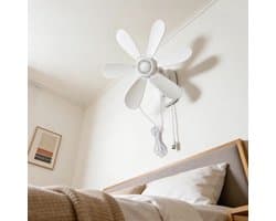 Wandventilator met Afstandsbediening - Muurventilator USB - Ruimte Koelen - Stille Werking Timer - 419 cm - Wit