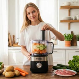 SnelShoppen - Keukenmachine 800 W met 3 Snelheden, Pulsfunctie, 1,5 L Hakmolen, Deegkneeder, Rasp, Omkeerbare Snijder, Emulgeerschijf - Compact en Rui — thumbnail 5