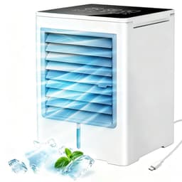 Draagbare Mini Luchtkoeler 3-in-1 – USB Verdampingskoeler met Waterreservoir 470 ml – Persoonlijke Aircooler met 3 Snelheden, Timer en Touchscreen — thumbnail 1