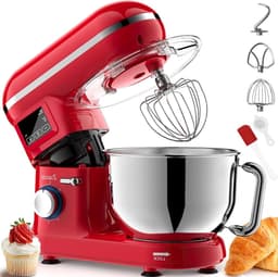 Keukenmachine - Keukenrobot Mixer - Bakken En Koken - Lcd Display Timer - 5.5 Liter - Rood — thumbnail 1