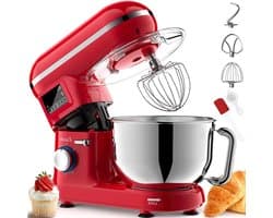 Keukenmachine - Keukenrobot Mixer - Bakken En Koken - Lcd Display Timer - 5.5 Liter - Rood