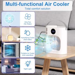 Mini Aircooler 4-in-1 – Draagbare Luchtkoeler met Verneveling, Ventilator, Luchtbevochtiger en Nachtlamp – 900 ml — thumbnail 3
