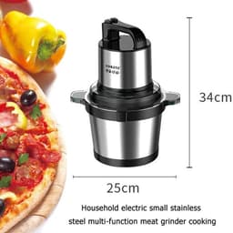 Elektrische hakmolen - Keukenmachine vlees - Snel ingrediënten hakken - 4 roestvrijstalen messen - 4 liter kom - Groen — thumbnail 4