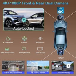 SnelShoppen - 10,26" Draadloze Carplay Scherm 360 Rotatie 4K Dashcam Auto Audio Ontvanger met 1080p Achteruitrijcamera GPS Navigatie Spiegel Link Stem — thumbnail 4