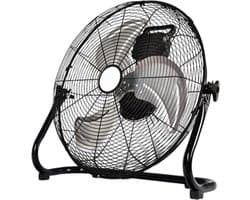 Casalora Krachtige Ventilator - Ventilator Staand - Industriële Vloerventilator 38CM – Zwarte Tafelventilator met 4 Snelheden, 130° Draaibare Luchtstroom, Aluminium Bladen voor Woonkamer, Garage en Werkplaats