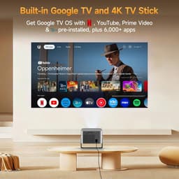 SnelShoppen - Mini Beamer Projector 4K met Google TV, Full HD 1080p, Bluetooth, WiFi, Korte Afstand, Autofocus, Trapeziumcorrectie voor Thuisbioscoop, — thumbnail 5