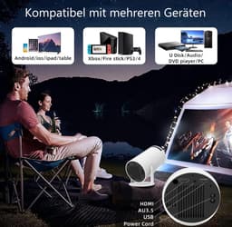 SnelShoppen - Mini-Beamer 4K Projector Android 11, Draaibaar 180° voor Buiten, 130 Inch, Wifi 5G, Bluetooth 5.0, Geschikt voor Telefoon/TV-Stick/PC/HD — thumbnail 4