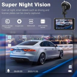 SnelShoppen - Miden 4K + 1K Dashcam Auto met 64G SD Kaart, 2160P + 1080P UHD, IPS 3.2 Inch, 336° Breedhoek, G-sensor, WDR, 24 Uur Parkeerstand, Loopop — thumbnail 2