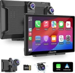 SnelShoppen - Draagbaar 9 Inch HD Touchscreen Auto Scherm met Dashcam, Draadloze Carplay & Android Auto, 4K Camera, Bluetooth, GPS, FM, 64G TF Card — thumbnail 1