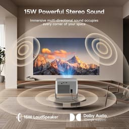 SnelShoppen - Videoprojector 1080P met 4K tv-stick, WiFi 5, Bluetooth 5.1, 15W luidspreker, 650 ANSI, automatische focus, trapeziumcorrectie en Dolby — thumbnail 5